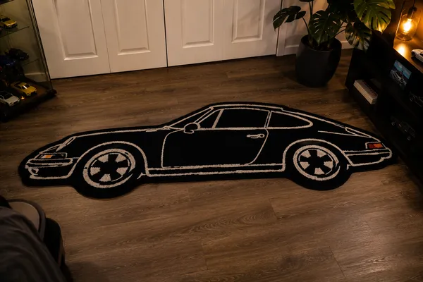 Black_Porsche_911_Outline_Handmade_Tufted_Rug