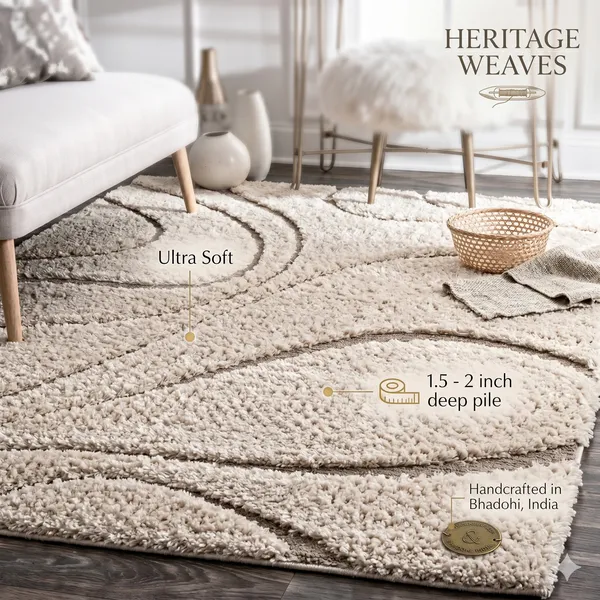 Ivory_Handcrafted_Swirl_Pattern_Deep_Pile_Shag_Rug