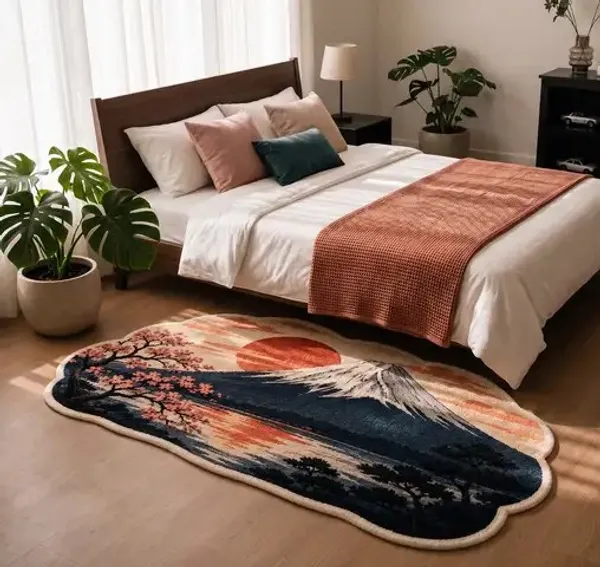 Wool_Japanese_Mount_Fuji_Landscape_Scalloped_Tufted_Rug