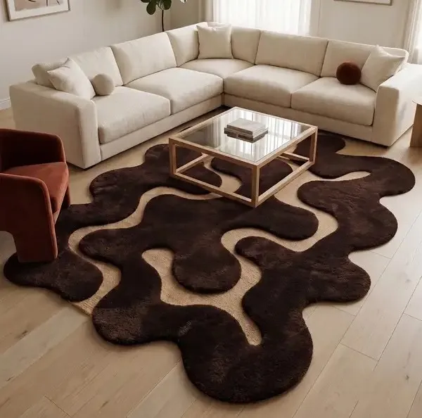 Brown_Wool_Abstract_Wavy_Pattern_Freeform_Area_Rug