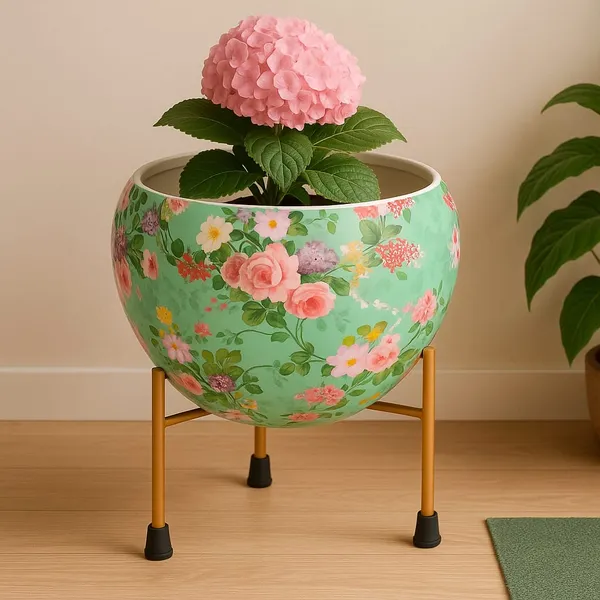 Porcelain_Decorative_Multicolour_Floral_Print_Elevated_Planter_Pot