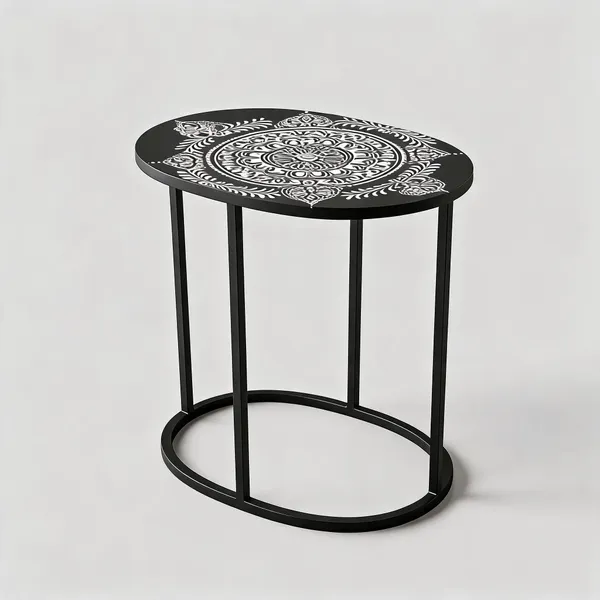 Metal_Contemporary_Ornamental_Print_Oval_Side_Table
