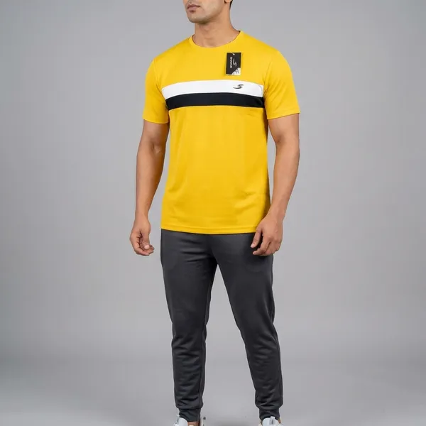 Yellow_Cotton_Regular_Fit_Colour_Block_T-Shirt_For_Men