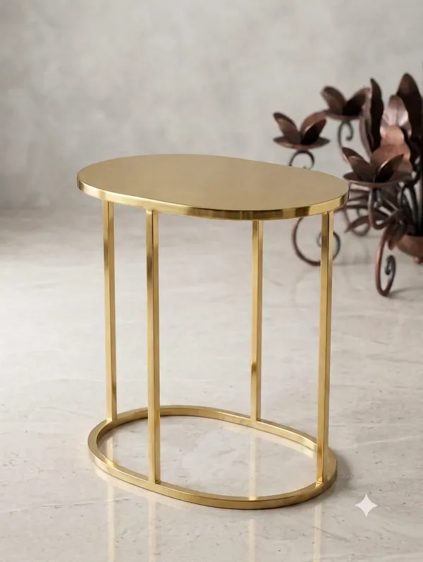 Metal_Modern_Gold_Tone_Oval_Side_Table
