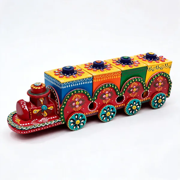 Wood_Traditional_Multicolour_Floral_Train_Decorative_Showpiece