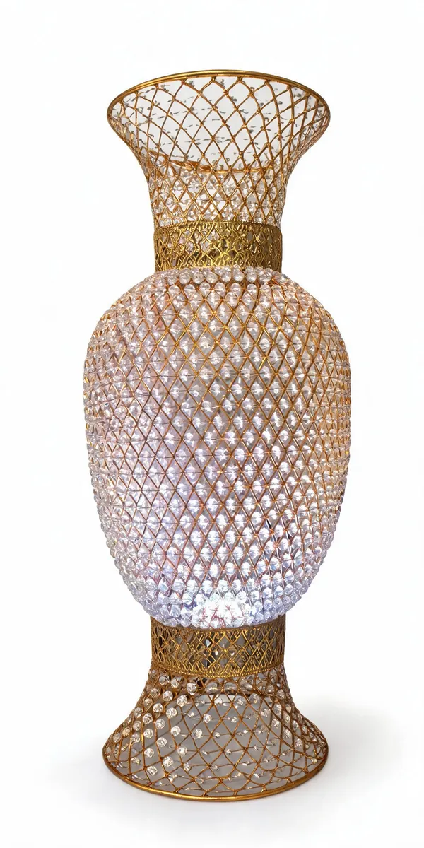 Metal_Ornate_Gold_Tone_Crystal_Lattice_Decorative_Vase
