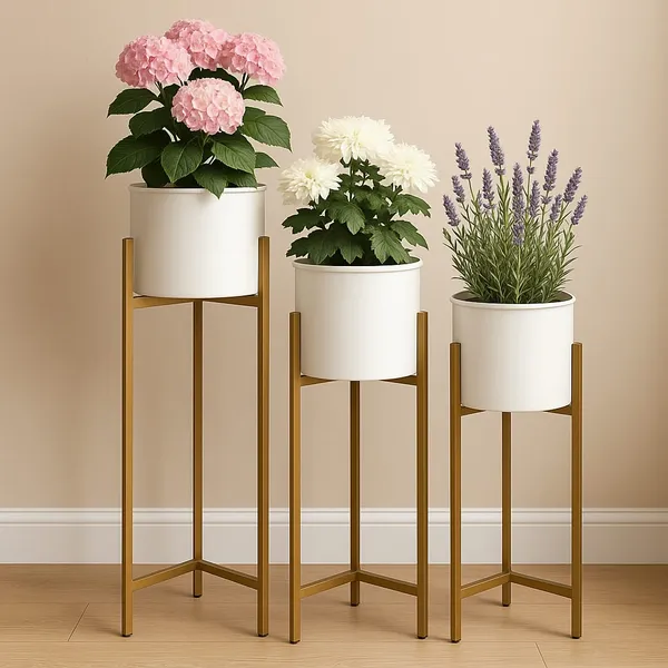 Metal_Modern_White_Gold_Cylindrical_Planter_Stand_Set