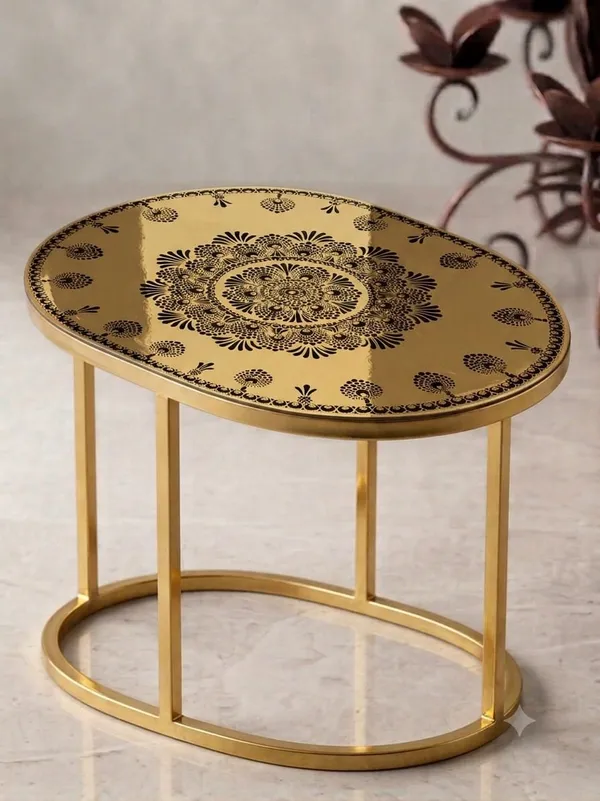 Metal_Contemporary_Floral_Mandala_Oval_Side_Table