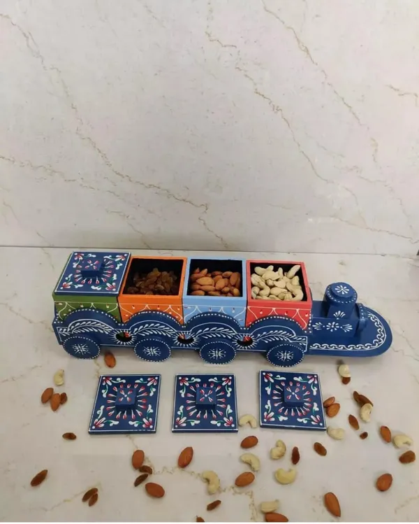 Wood_Hand-Painted_Multicolour_Train_Dry_Fruit_Serving_Tray_Set
