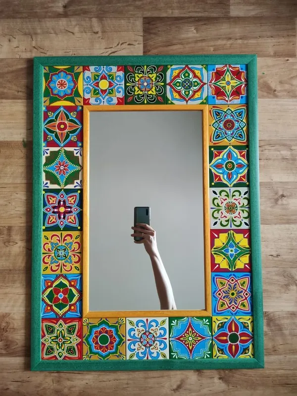 Wood_Traditional_Multicolour_Geometric_Floral_Rectangular_Wall_Mirror