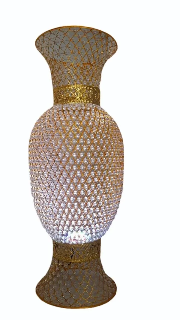 Metal_Ornate_Gold_Tone_Crystal_Lattice_Decorative_Vase