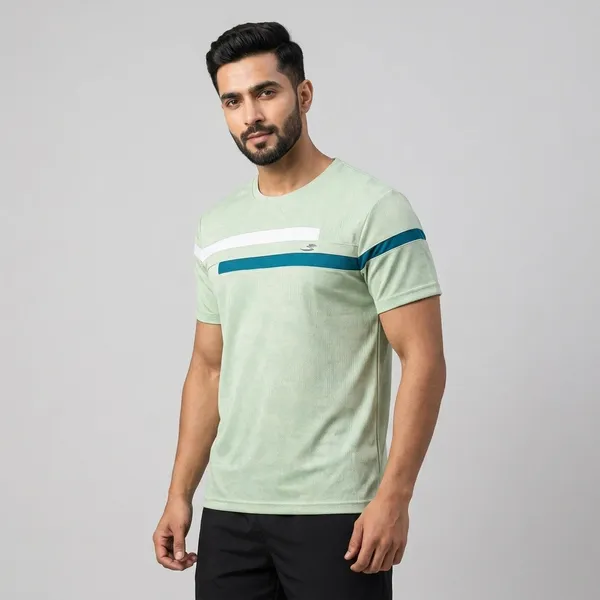 Light_Green_Lycra_Athletic_Fit_Colour_Block_T-Shirt_For_Men