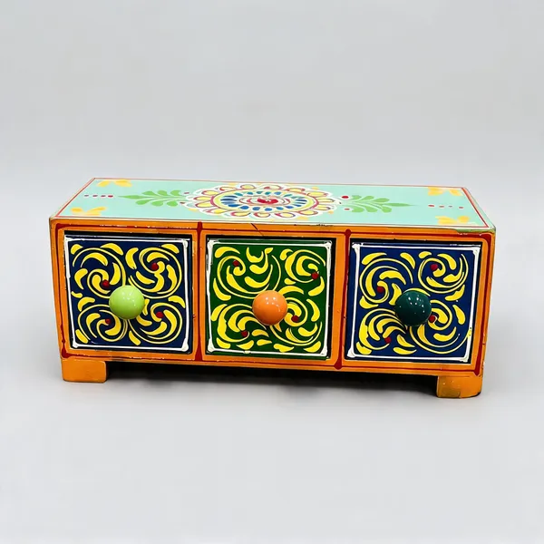 Wooden_Folk_Art_Swirl_Pattern_Three_Drawer_Chest