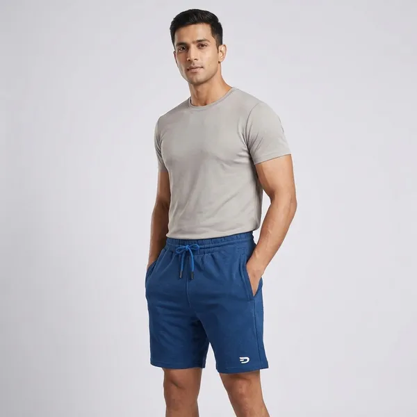 Blue_Lycra_Regular_Fit_Drawstring_Shorts_For_Men