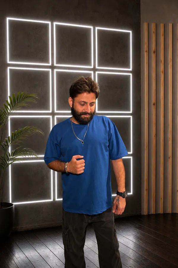 Blue_Terry_Cotton_Oversized_Crew_Neck_T-Shirt_For_Unisex