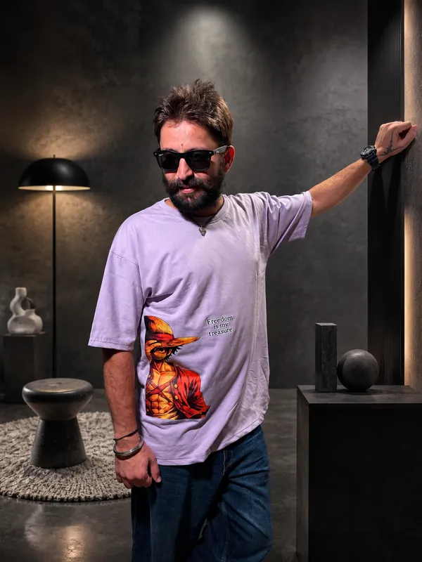 Purple_Terry_Cotton_Round_Neck_Graphic_Print_T-Shirt_For_Unisex