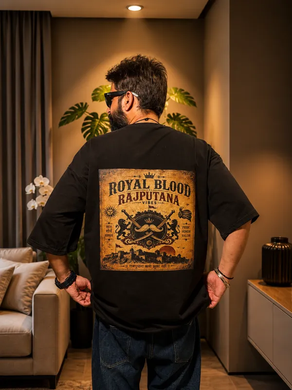 Black_Terry_Cotton_Oversized_Rajputana_Graphic_Print_T-Shirt_For_Unisex