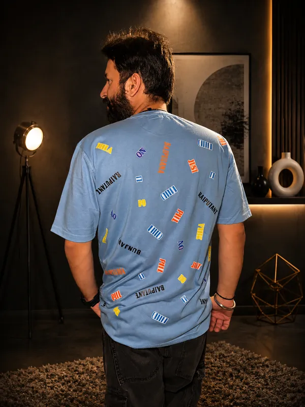 Sky_Blue_Terry_Cotton_Crew_Neck_Regular_Fit_T-Shirt_For_Unisex