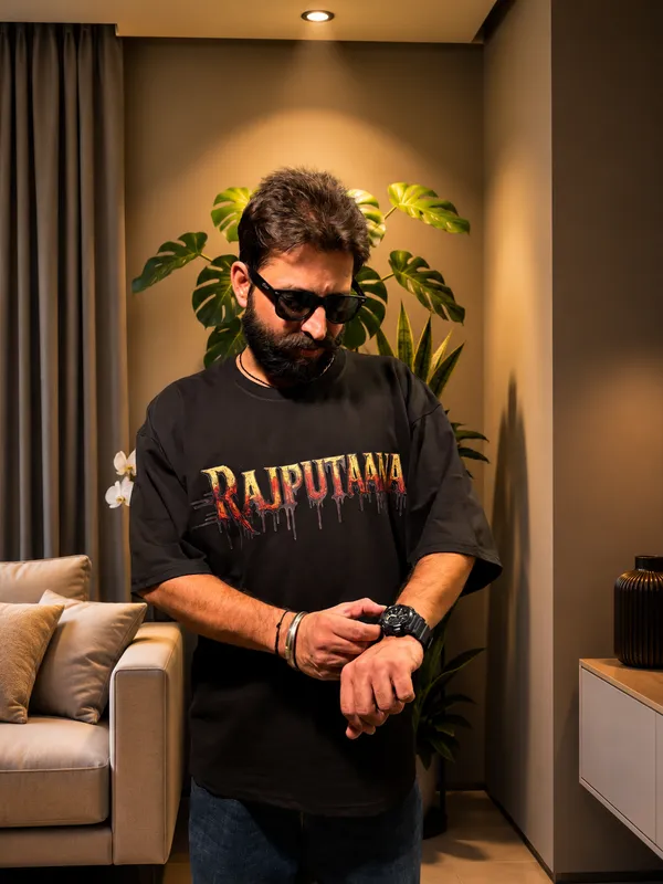 Black_Terry_Cotton_Oversized_Rajputana_Graphic_Print_T-Shirt_For_Unisex
