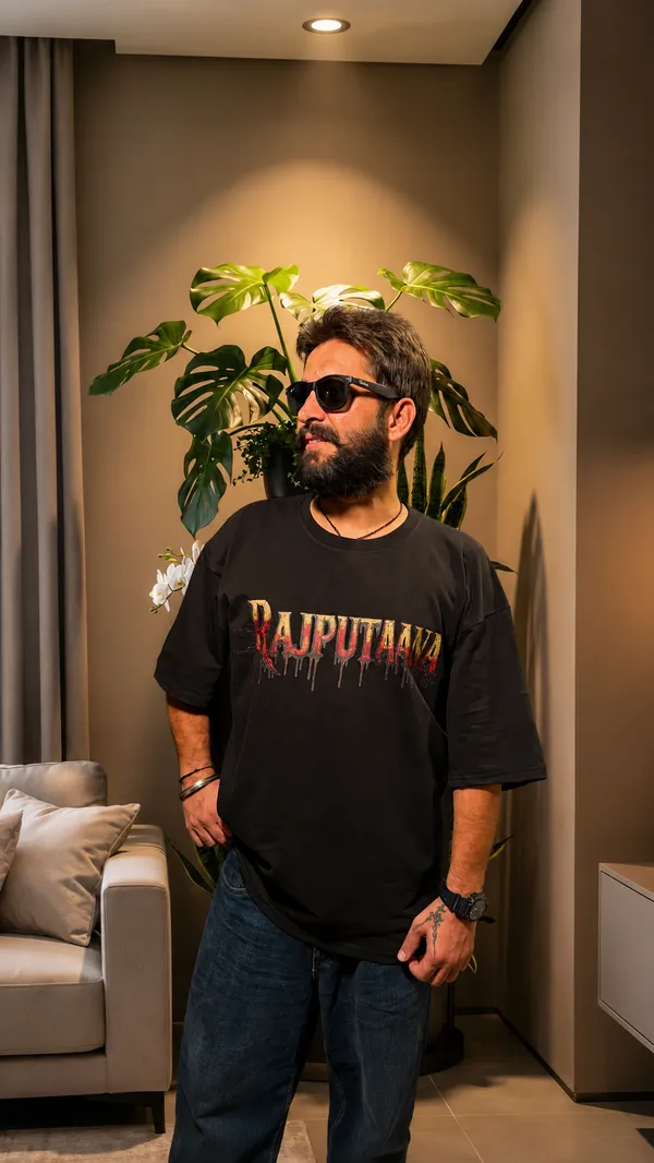 Black_Terry_Cotton_Oversized_Rajputana_Graphic_Print_T-Shirt_For_Unisex