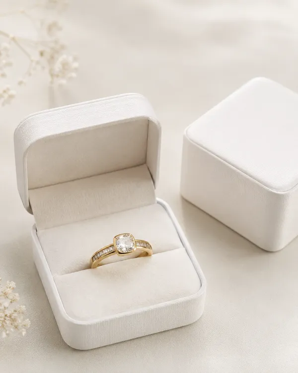 Gold_Cushion_Cut_Diamond_Ring_With_Channel_Set_Baguette_Band