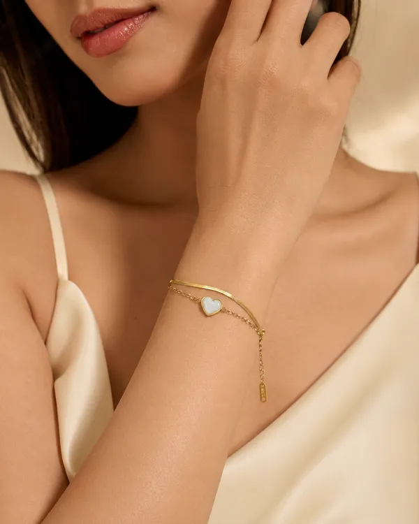 Gold_Plated_White_Heart_Charm_Layered_Chain_Bracelet_for_Women