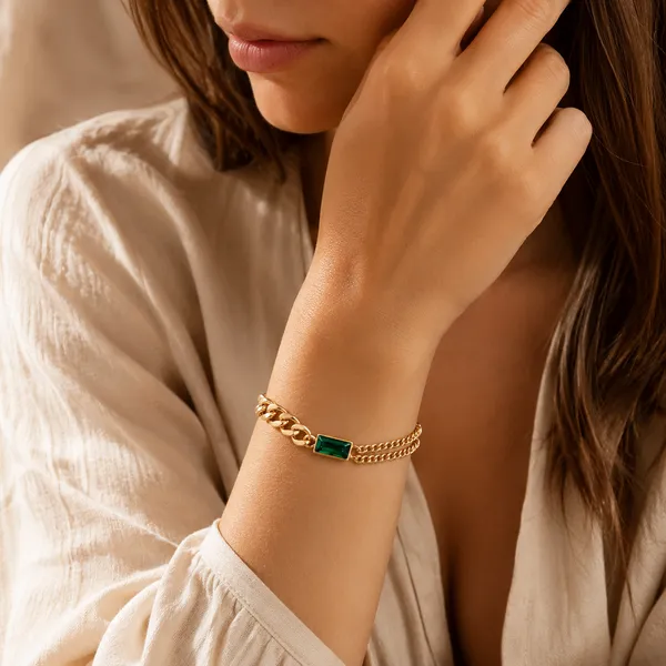 Gold_Tone_Green_Emerald-Style_Gemstone_Curb_Chain_Bracelet_for_Women