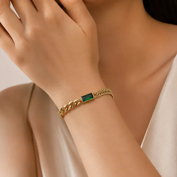 Gold_Tone_Green_Emerald-Style_Gemstone_Curb_Chain_Bracelet_for_Women