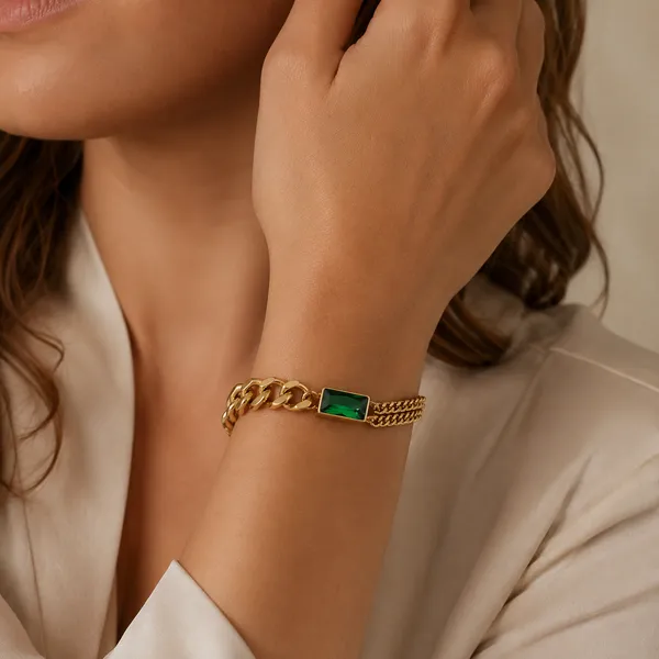 Gold_Tone_Green_Emerald-Style_Gemstone_Curb_Chain_Bracelet_for_Women