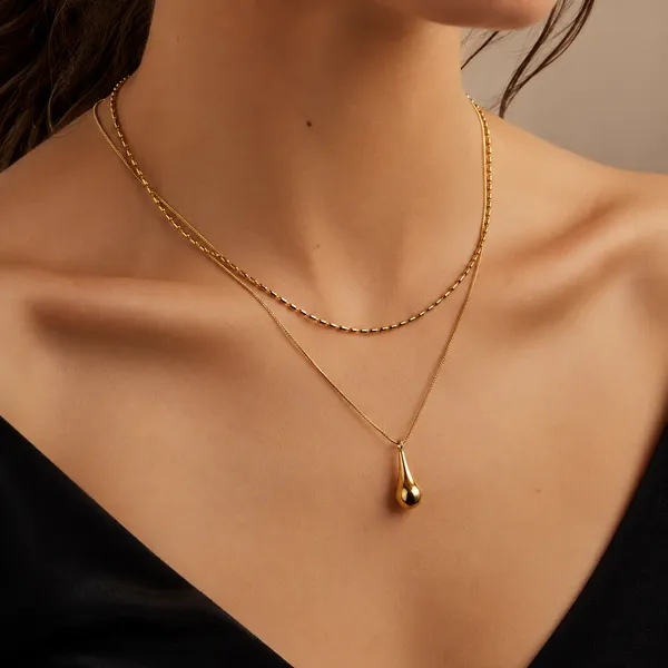 Gold_Tone_Double-Layer_Teardrop_Pendant_Necklace_for_Women