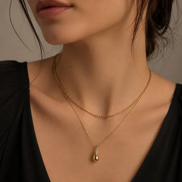 Gold_Tone_Double-Layer_Teardrop_Pendant_Necklace_for_Women