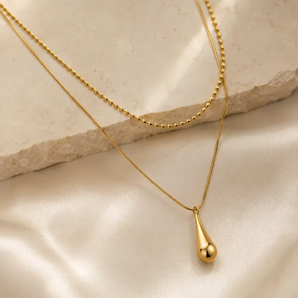 Gold_Tone_Double-Layer_Teardrop_Pendant_Necklace_for_Women