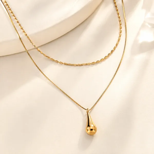 Gold_Tone_Double-Layer_Teardrop_Pendant_Necklace_for_Women