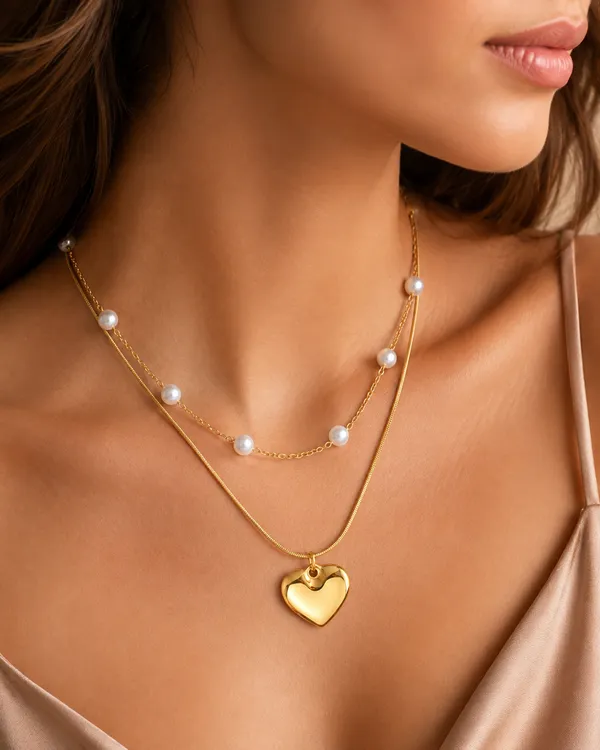 Gold_Tone_Layered_Pearl_&_Heart_Pendant_Necklace_for_Women