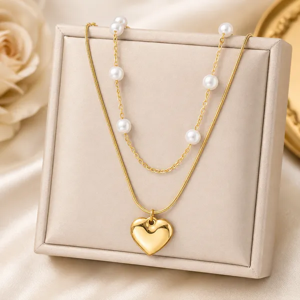Gold_Tone_Layered_Pearl_&_Heart_Pendant_Necklace_for_Women