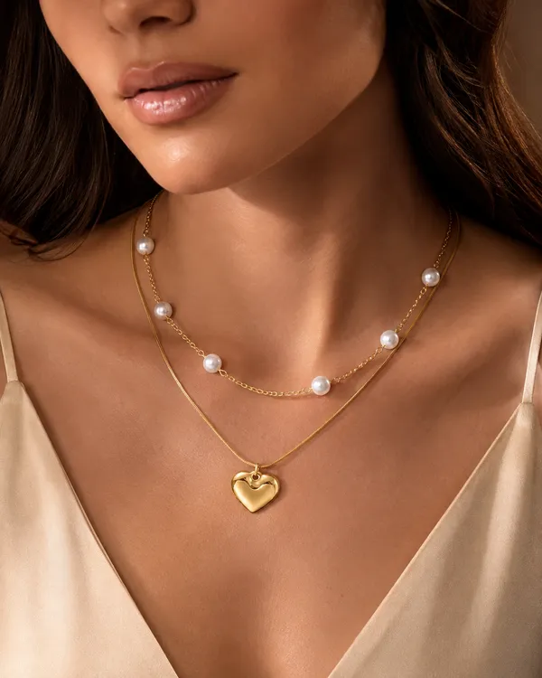 Gold_Tone_Layered_Pearl_&_Heart_Pendant_Necklace_for_Women