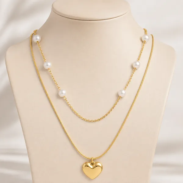 Gold_Tone_Layered_Pearl_&_Heart_Pendant_Necklace_for_Women