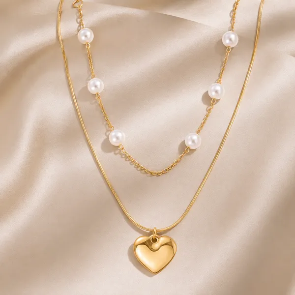 Gold_Tone_Layered_Pearl_&_Heart_Pendant_Necklace_for_Women