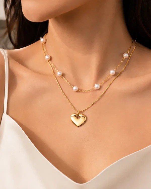 Gold_Tone_Layered_Pearl_&_Heart_Pendant_Necklace_for_Women