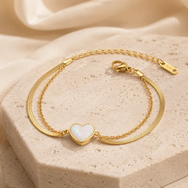 Gold_Plated_White_Heart_Charm_Layered_Chain_Bracelet_for_Women