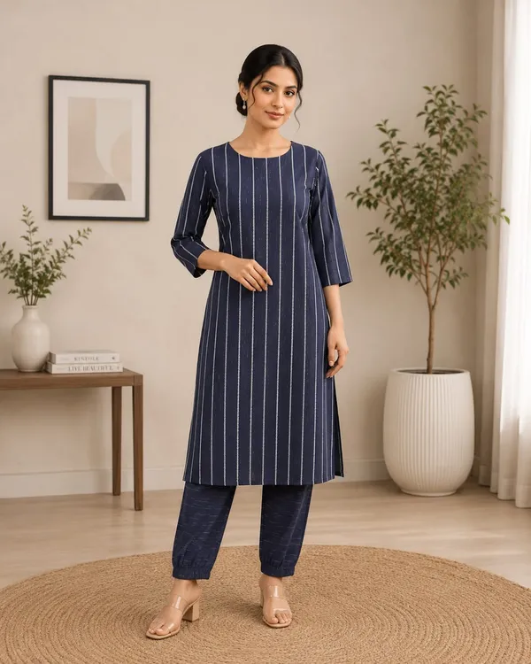 Navy_Blue_Striped_Cotton_Kurta_Set_for_Women