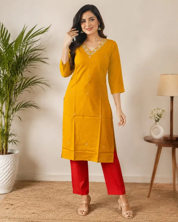 Mustard_Yellow_Embroidered_Kurta_for_Women