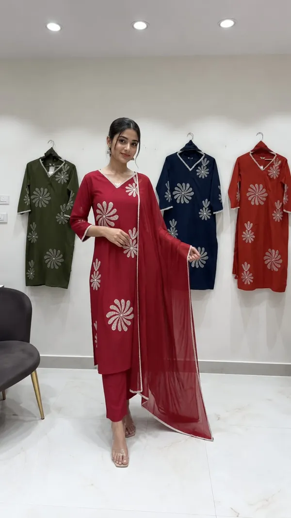 Red_Floral_Embroidered_Kurta_Set_with_Dupatta_for_Women