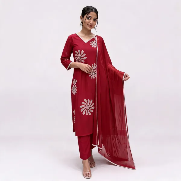 Red_Floral_Embroidered_Kurta_Set_with_Dupatta_for_Women