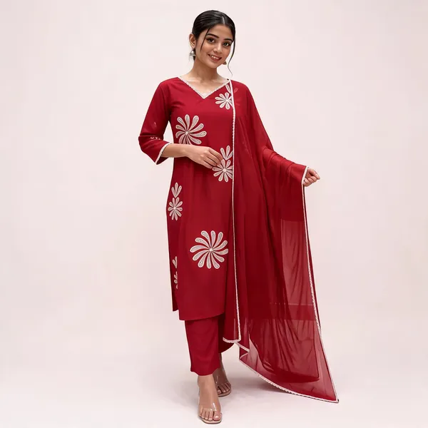 Red_Floral_Embroidered_Kurta_Set_with_Dupatta_for_Women