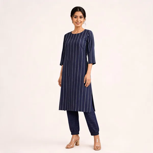 Navy_Blue_Striped_Cotton_Kurta_Set_for_Women