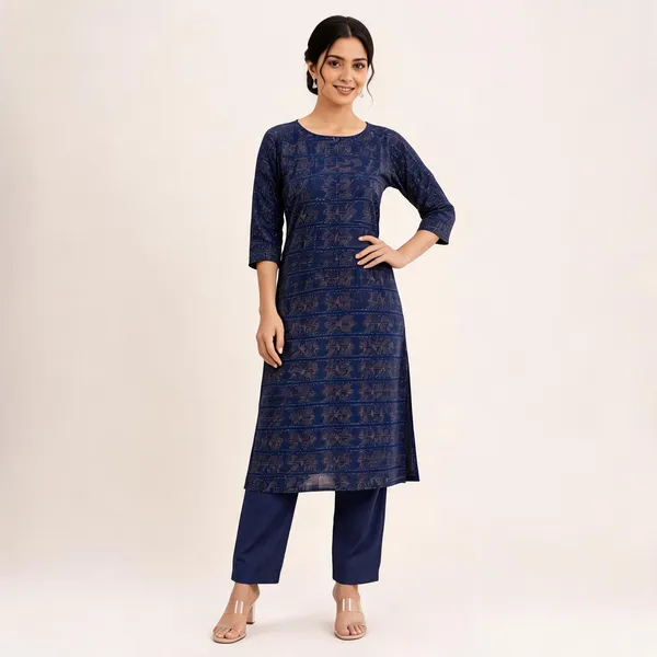 Navy_Blue_Cotton_Straight_Kurta_With_Pants_For_Women