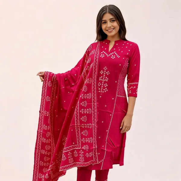 Pink_Embellished_Bandhani_Print_cotton_Suit_Set_for_Women