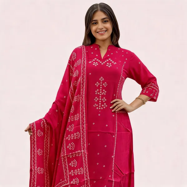Pink_Embellished_Bandhani_Print_cotton_Suit_Set_for_Women