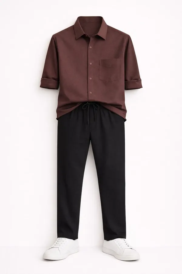 Brown_Black_And_White_Cotton_Blend_Regular_Fit_Shirt_Pant_Shoes_Set_For_Men